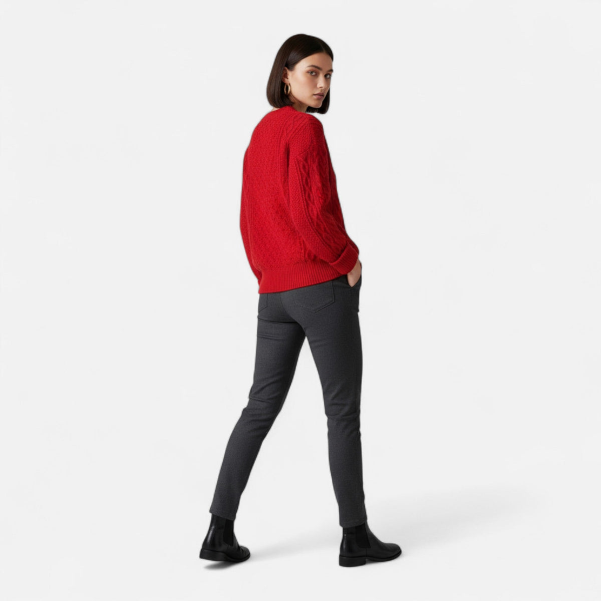 Pull en Laine Femme – Maille Torsadée et Col Rond Style Intemporel