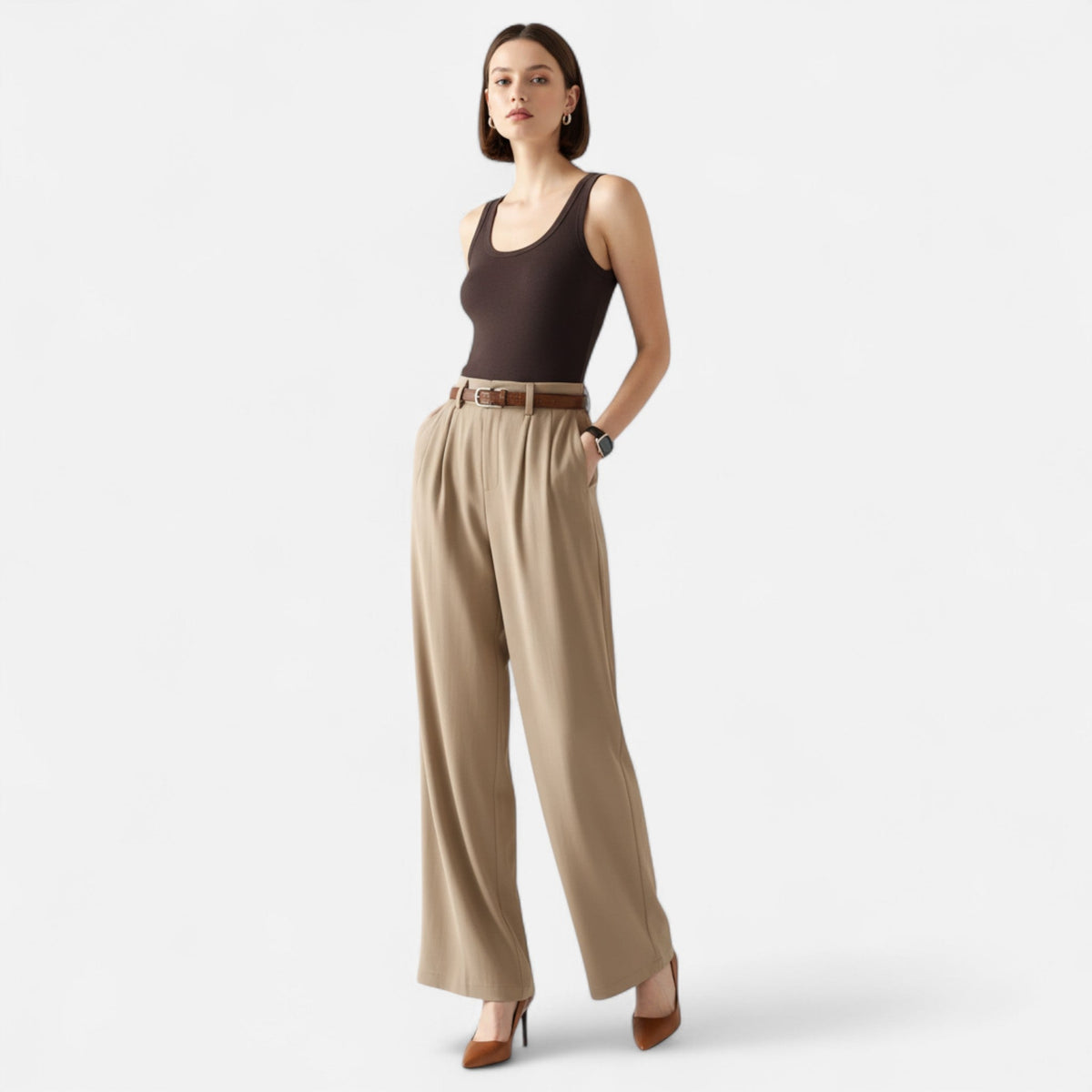 Ancienne Monde | Pantalon Femme Palazzo Taille Haute Intemporel