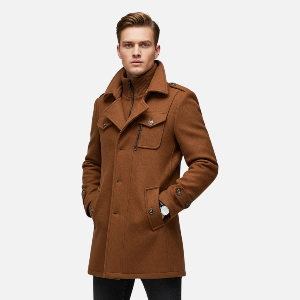 Ancienne Monde | Manteau d’Hiver Homme en Laine Mélangée à Double Col