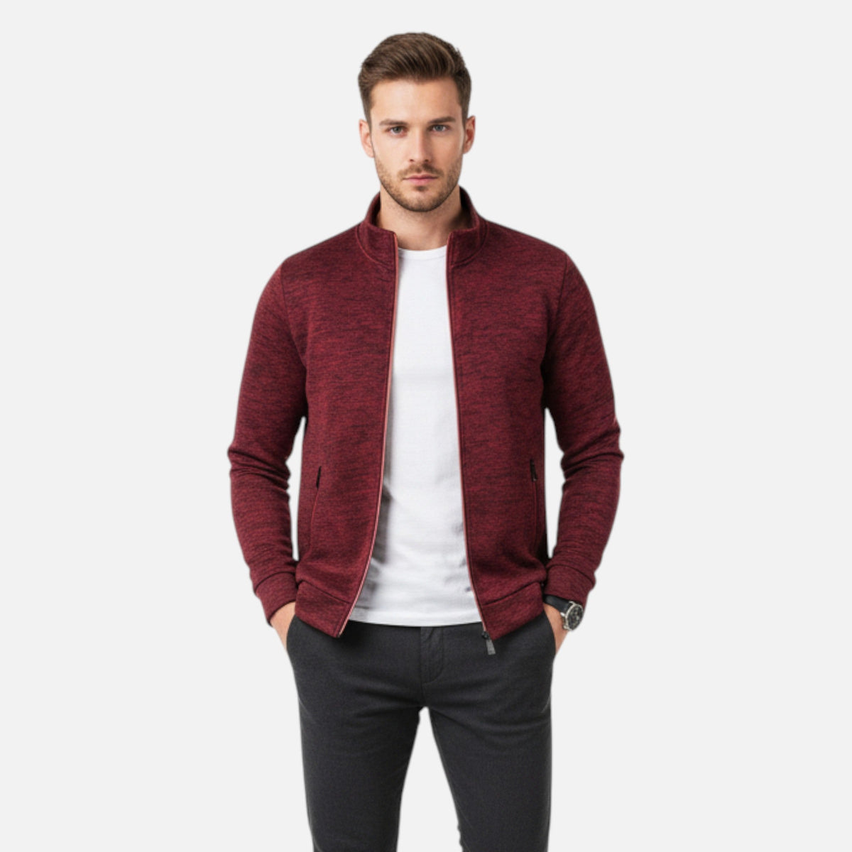 Ancienne Monde | Cardigan Homme en Maille Zippée Élégance Intemporelle