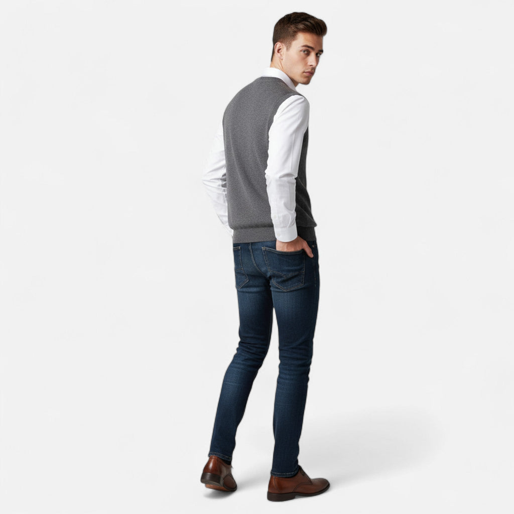 Ancienne Monde | Gilet Homme Sans Manches en Laine Mérinos Col V