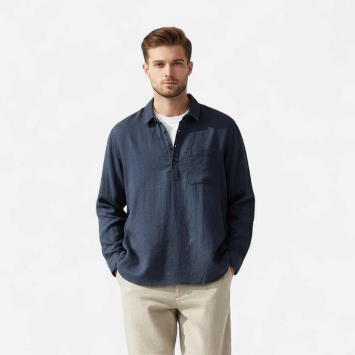 Ancienne Monde | Chemise Homme Lin Col Carré
