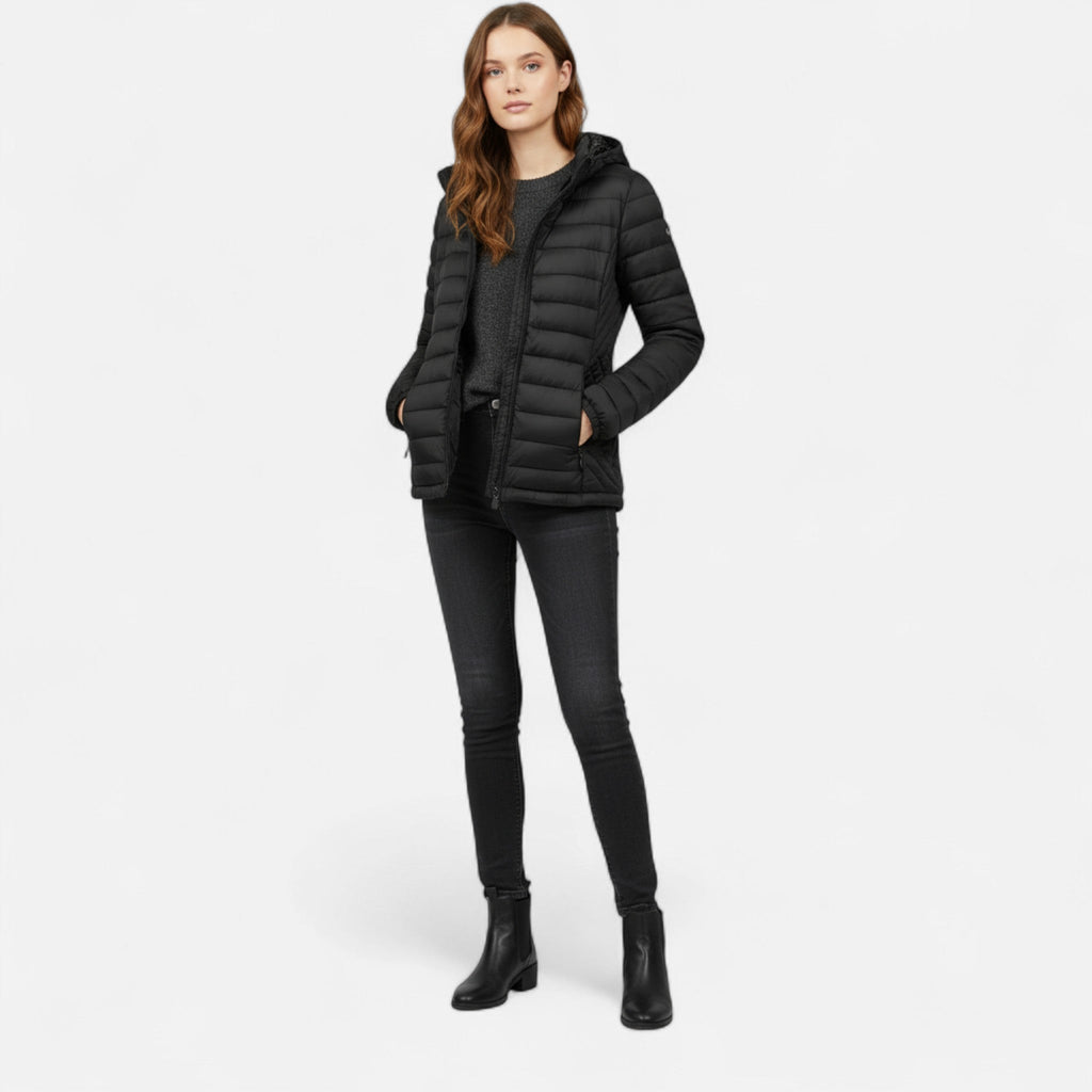 Doudoune en Nylon Femme – Capuche et Poches Latérales Coupe Légère