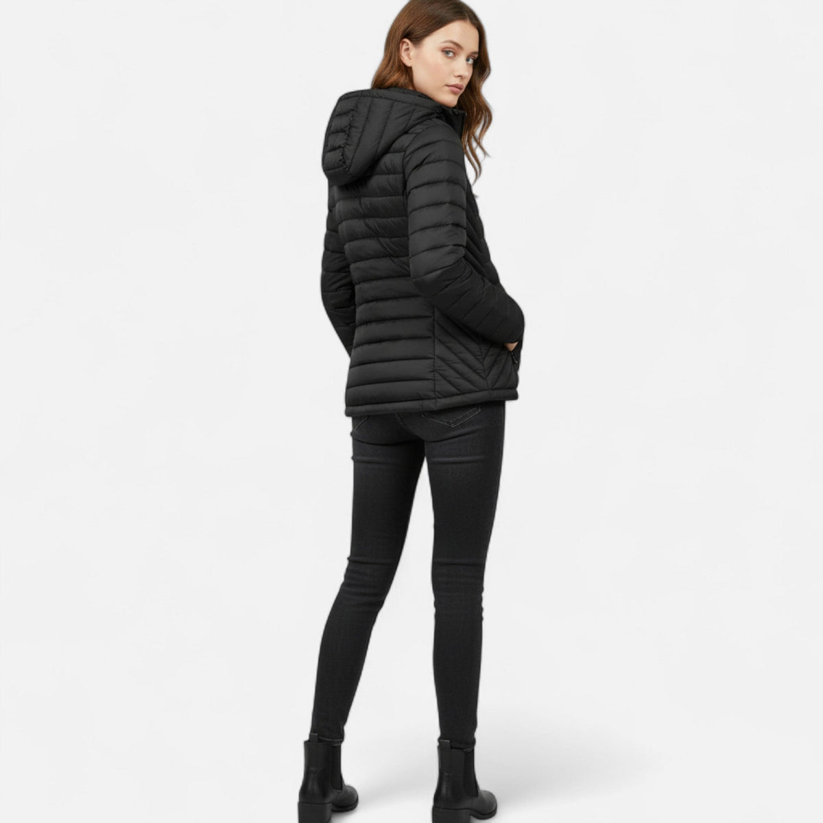Doudoune en Nylon Femme – Capuche et Poches Latérales Coupe Légère