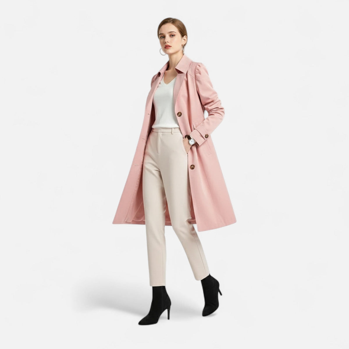 Ancienne Monde | Trench Femme Ceinturé Intemporel Élégant Classique