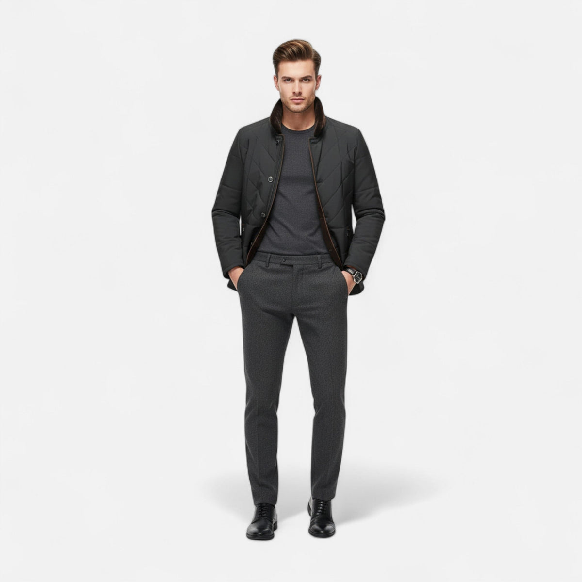 Veste Matelassée en Polyester Homme – Coupe Structurée Intemporelle