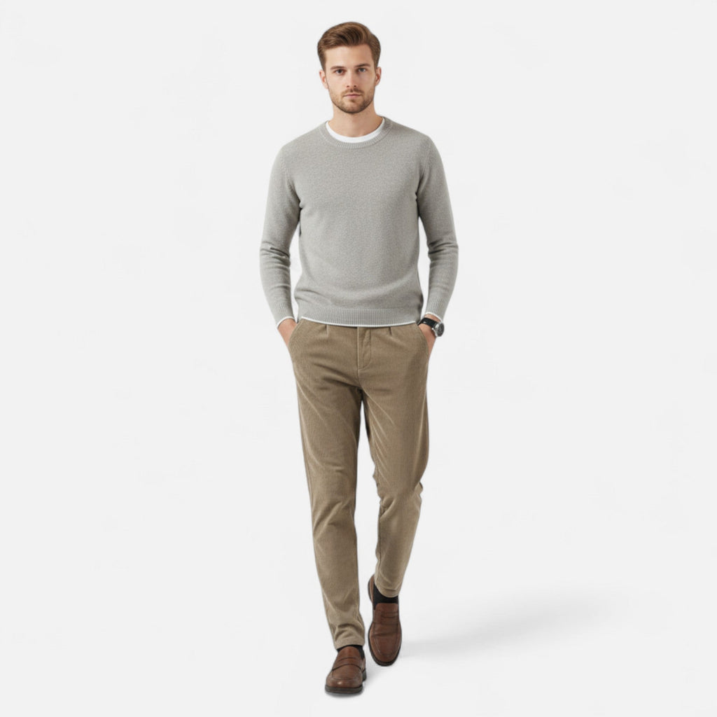 Ancienne Monde | Pantalon Homme en Velours Côtelé Coupe Droite Classique