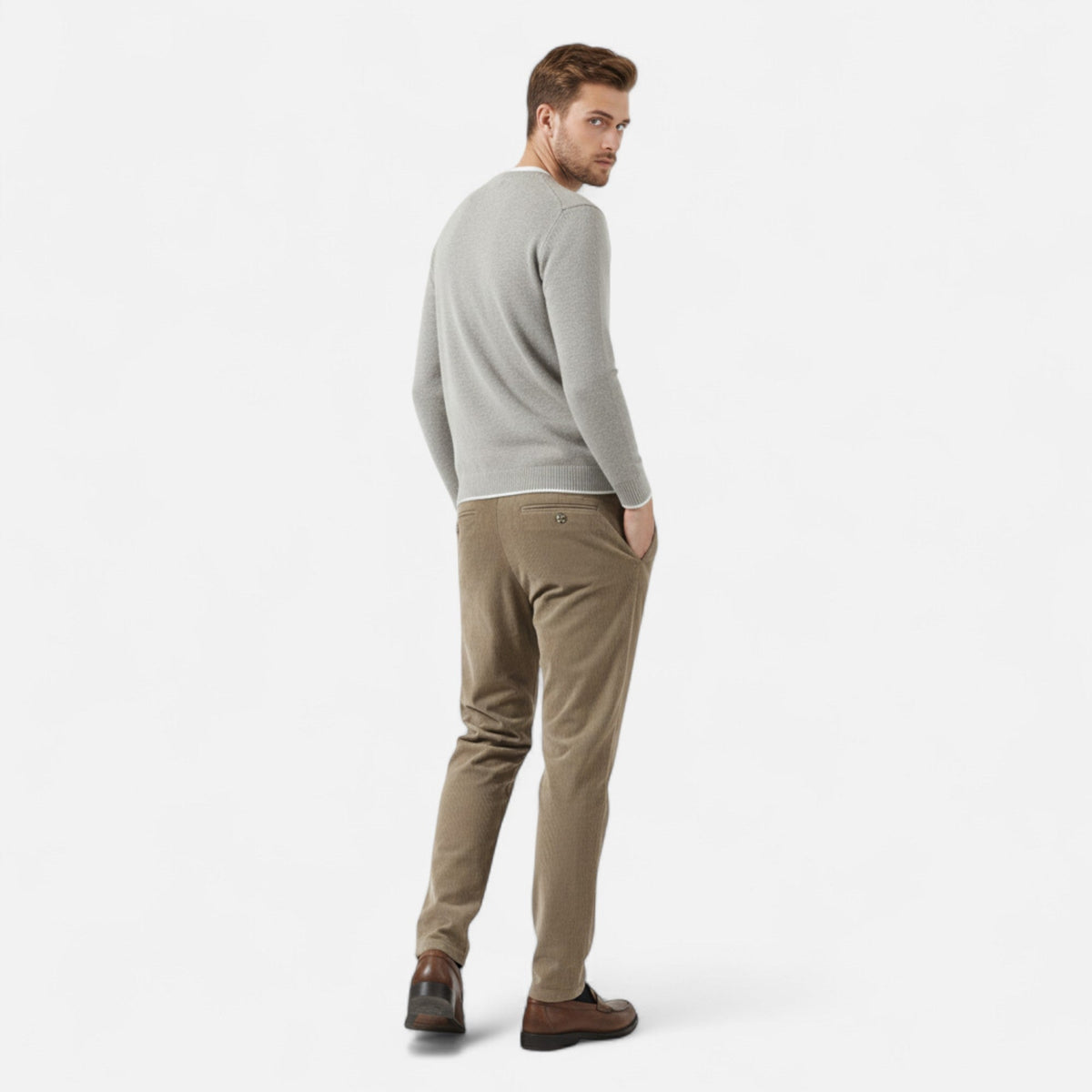 Ancienne Monde | Pantalon Homme en Velours Côtelé Coupe Droite Classique
