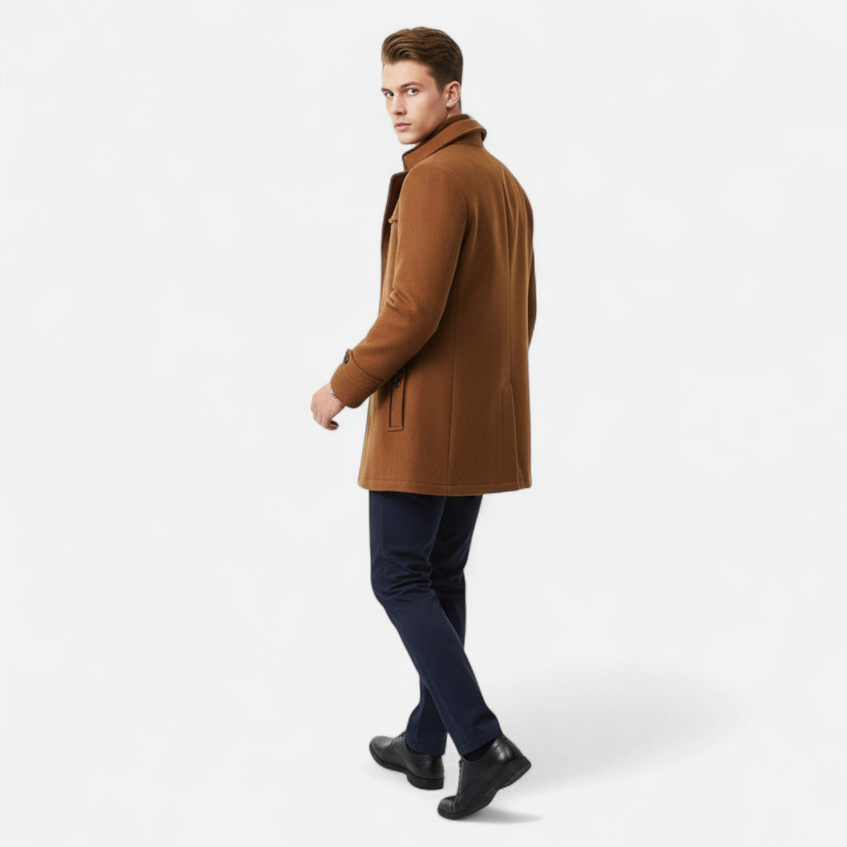 Ancienne Monde | Trench Homme Laine Col Double Fermeture Zippée