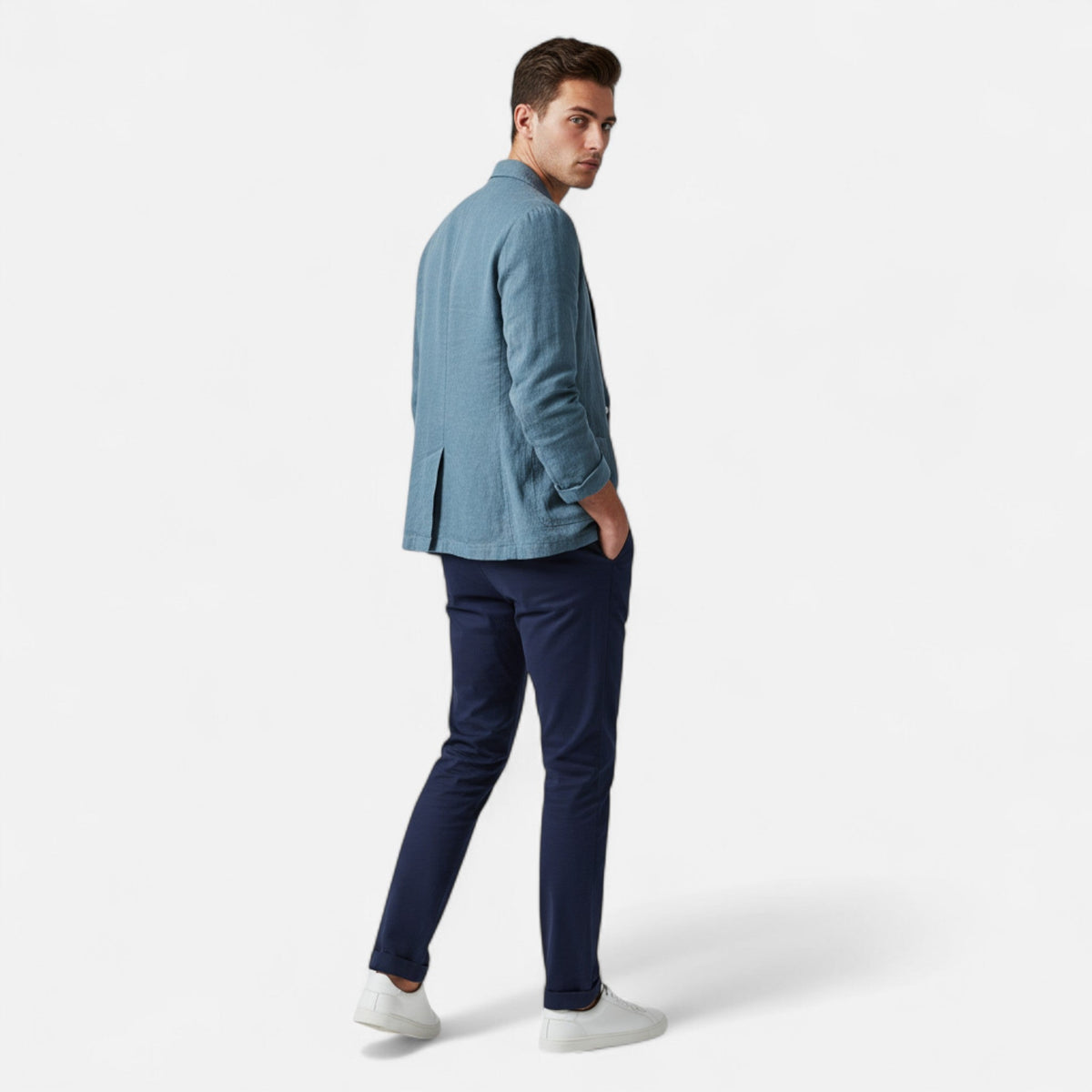 Ancienne Monde | Blazer Homme Ample en Lin Mélangé Style Safari