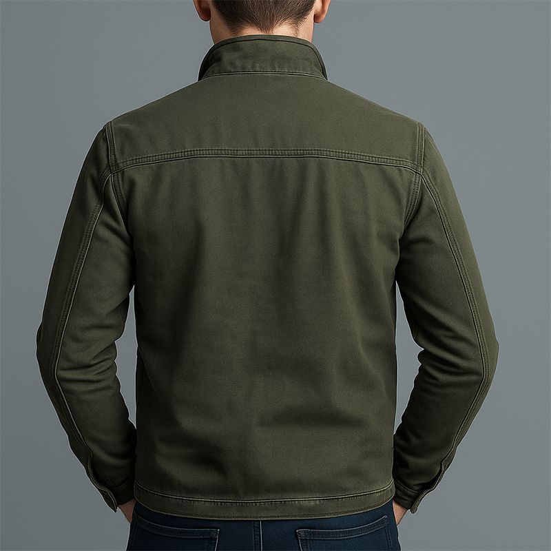 Veste Homme – Col Montant et Fermeture Zippée au Style Vintage Fonctionnel