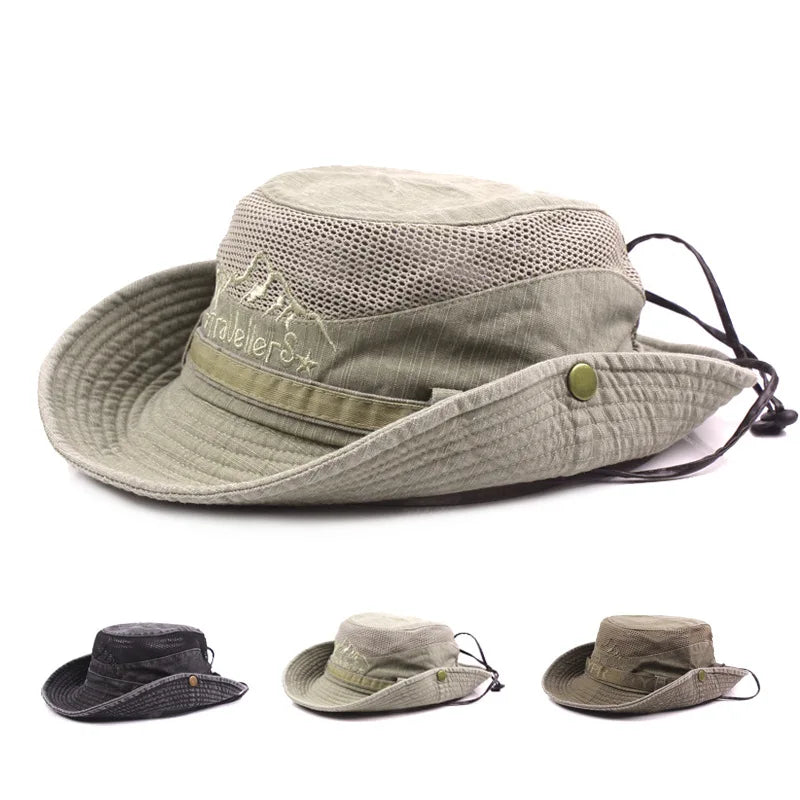 Bucket hat chapeau de brousse respirant pour pêche et randonnée outdoor