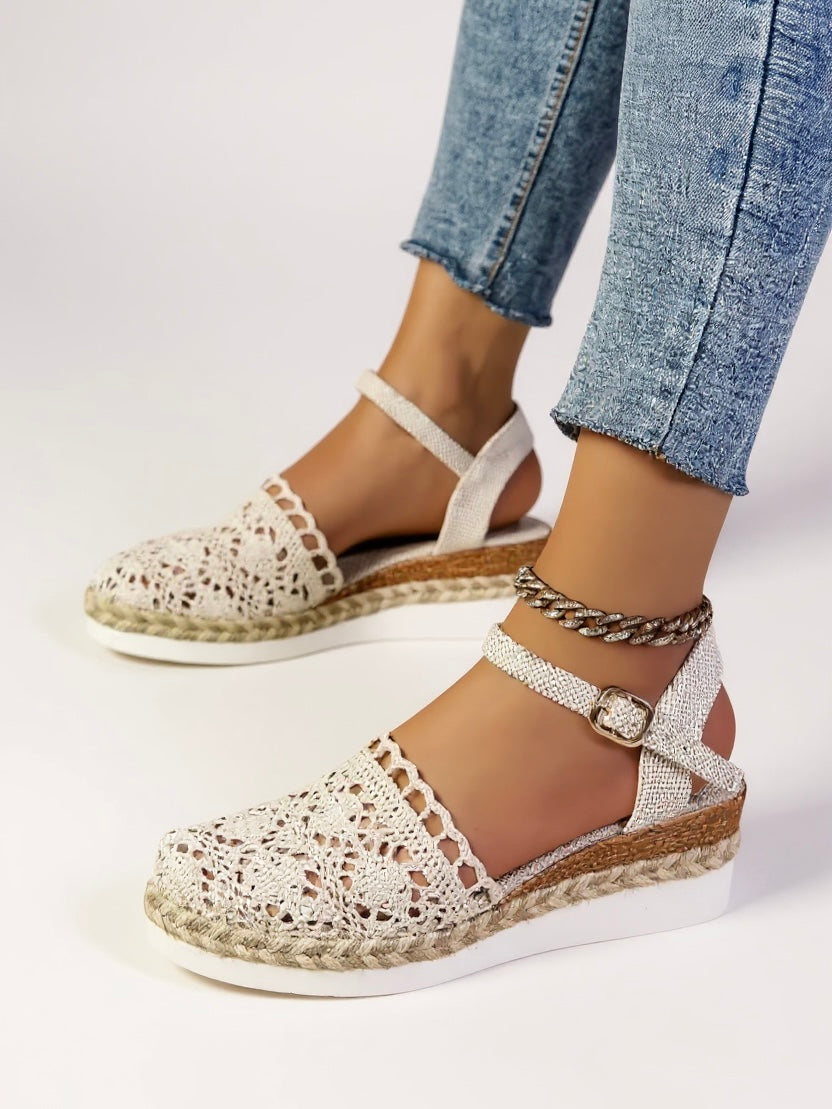 Espadrilles compensées pour femme avec lanière réglable pour le week-end
