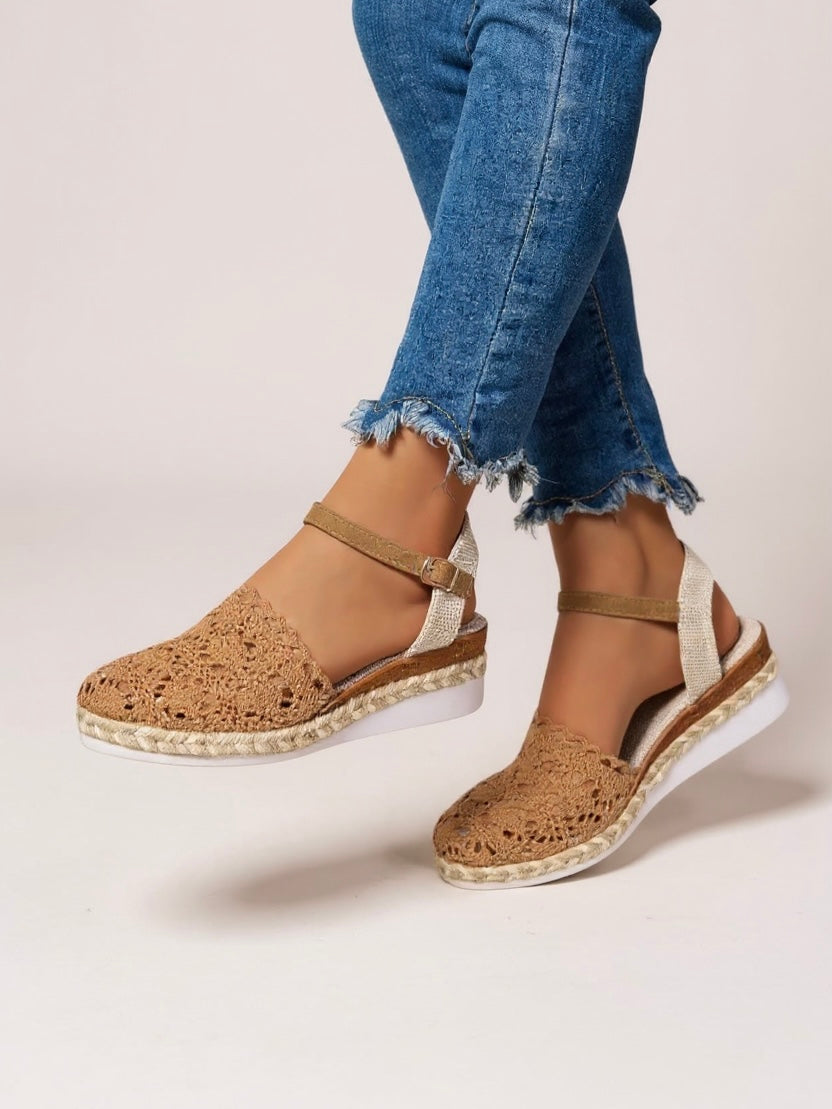 Espadrilles compensées pour femme avec lanière réglable pour le week-end