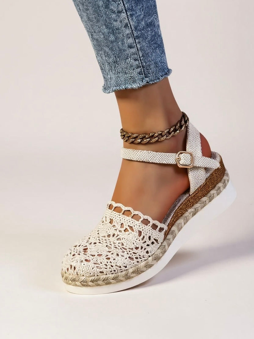 Espadrilles compensées pour femme avec lanière réglable pour le week-end
