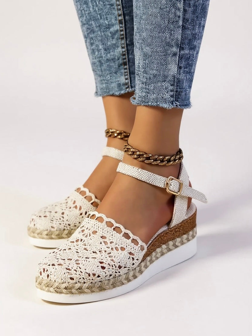 Espadrilles compensées pour femme avec lanière réglable pour le week-end