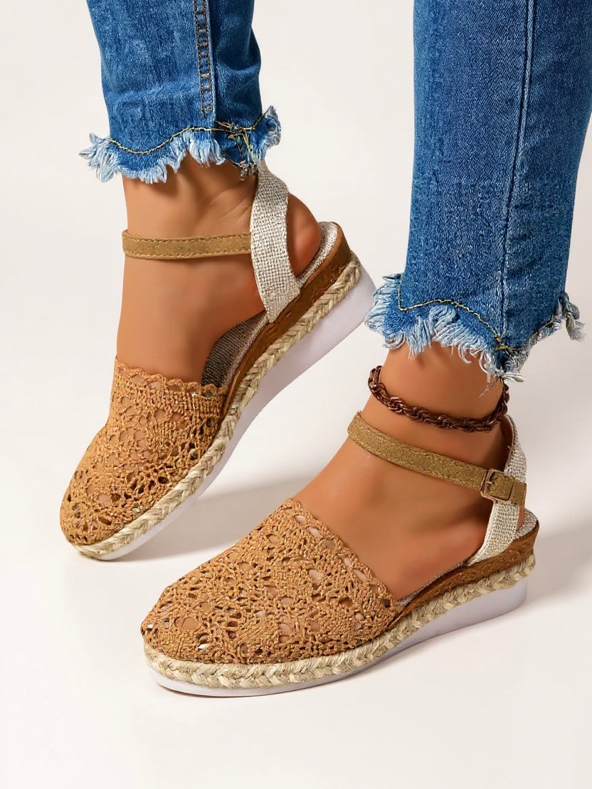 Espadrilles compensées pour femme avec lanière réglable pour le week-end