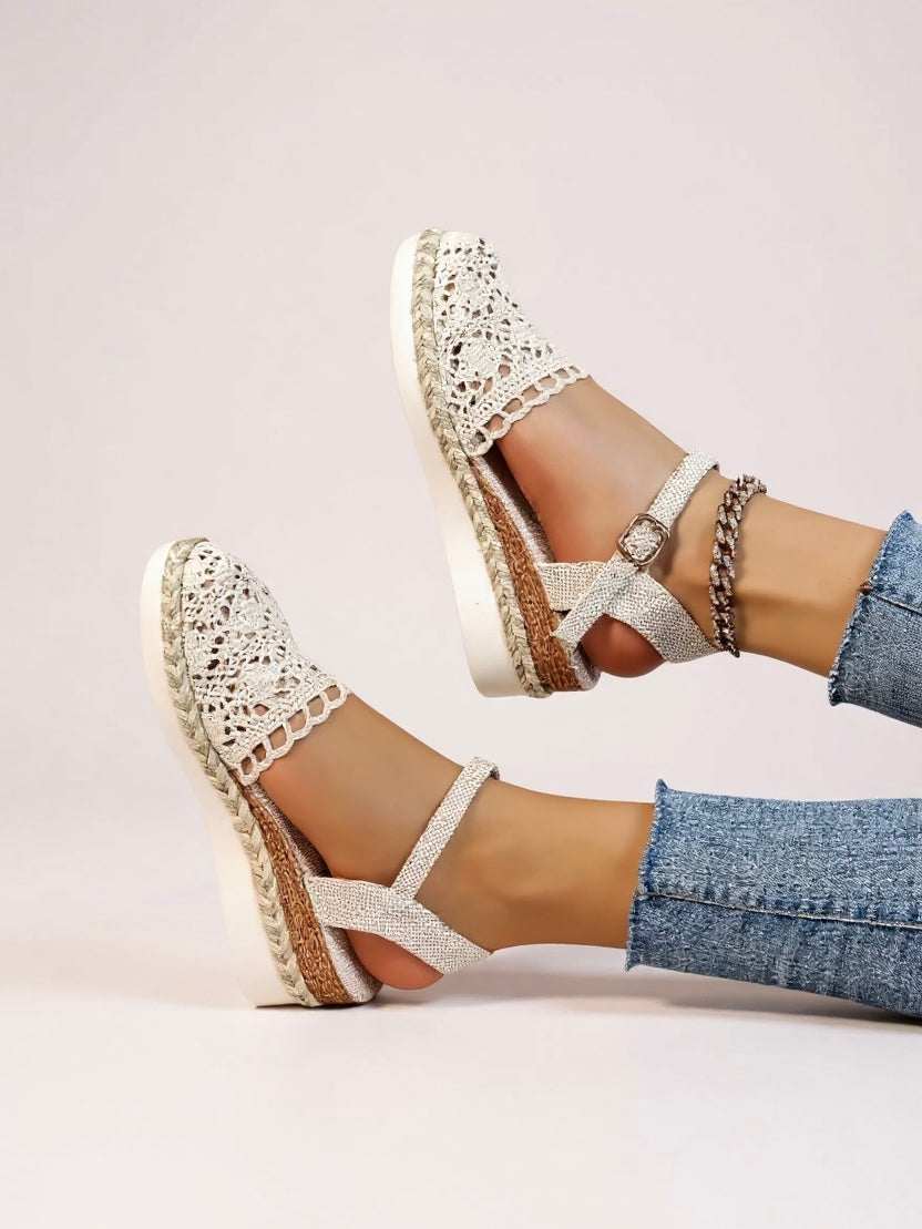Espadrilles compensées pour femme avec lanière réglable pour le week-end