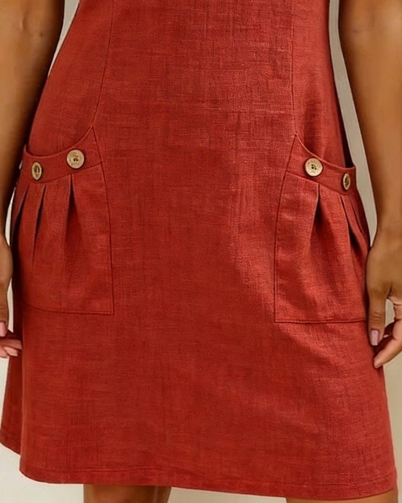 Robe Femme Lin Col Zippé Coupe A