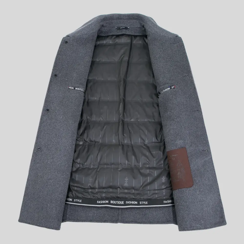 Manteau en Laine Homme – Coupe Ajustée Col Classique Fermeture Boutonnée