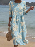 Robe femme midi brodée coupe fluide