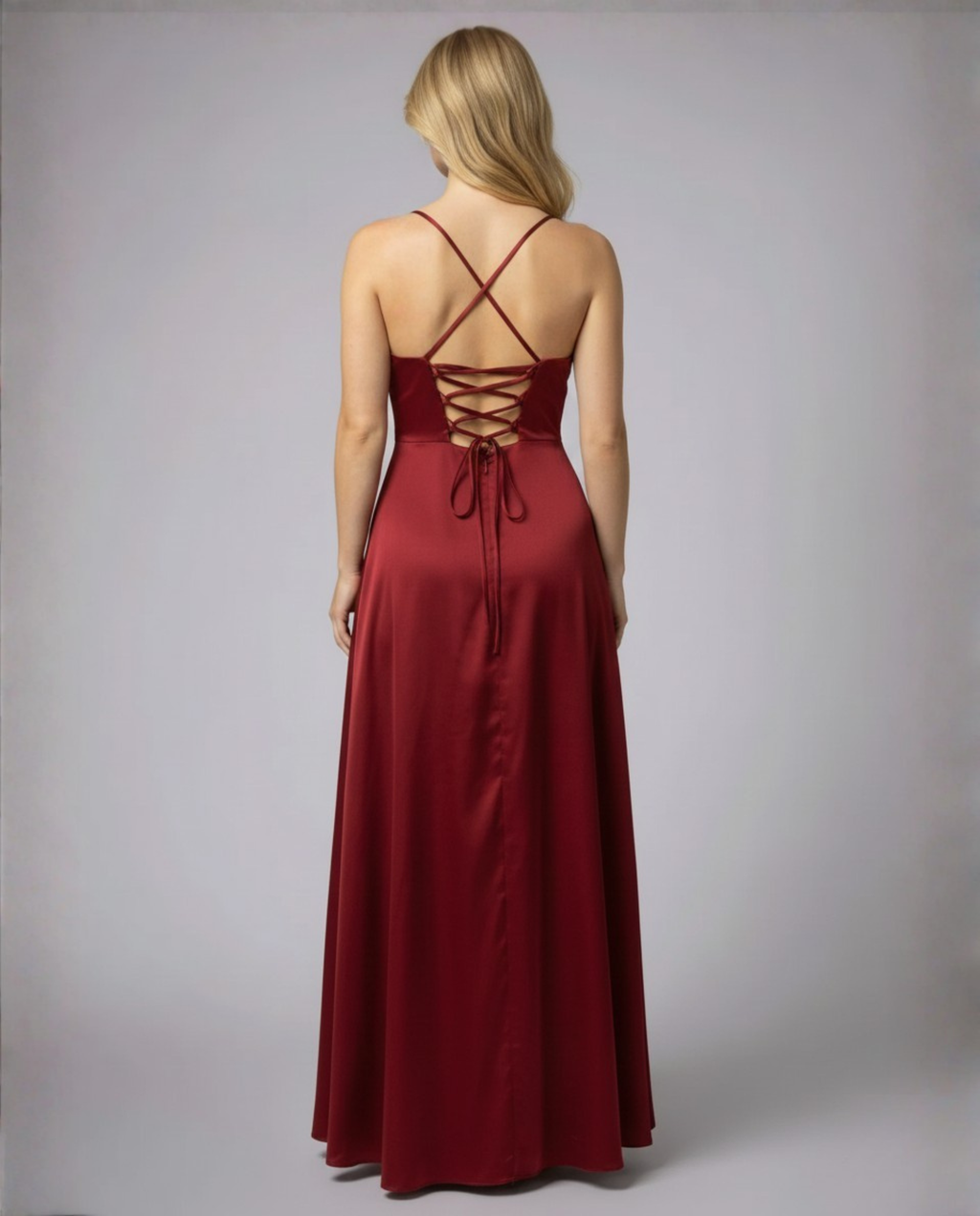 Robe longue de cocktail femme - drapé élégant à fines bretelles - mariage