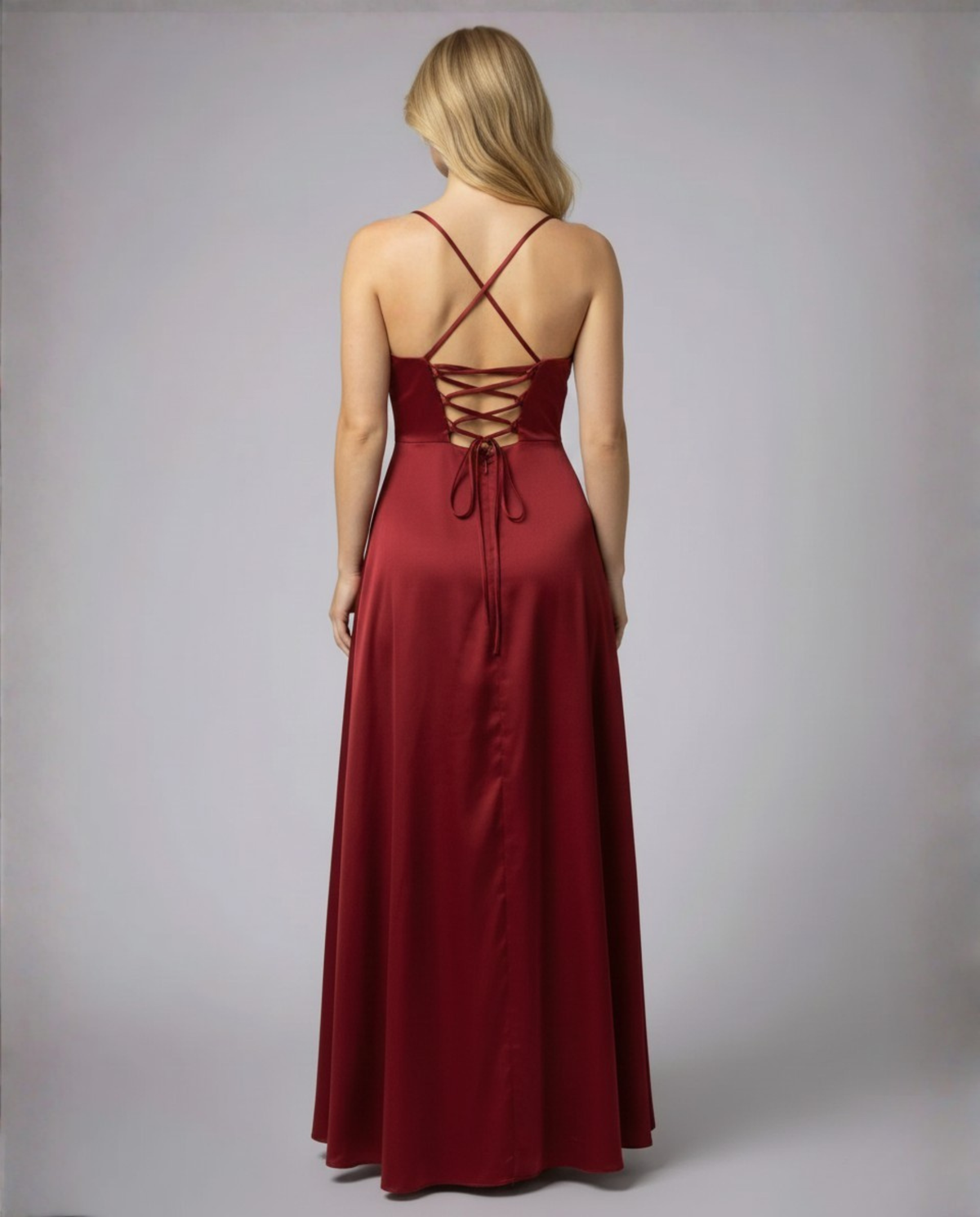 Robe longue de cocktail femme - drapé élégant à fines bretelles - mariage