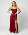 Robe longue de cocktail femme - drapé élégant à fines bretelles - mariage