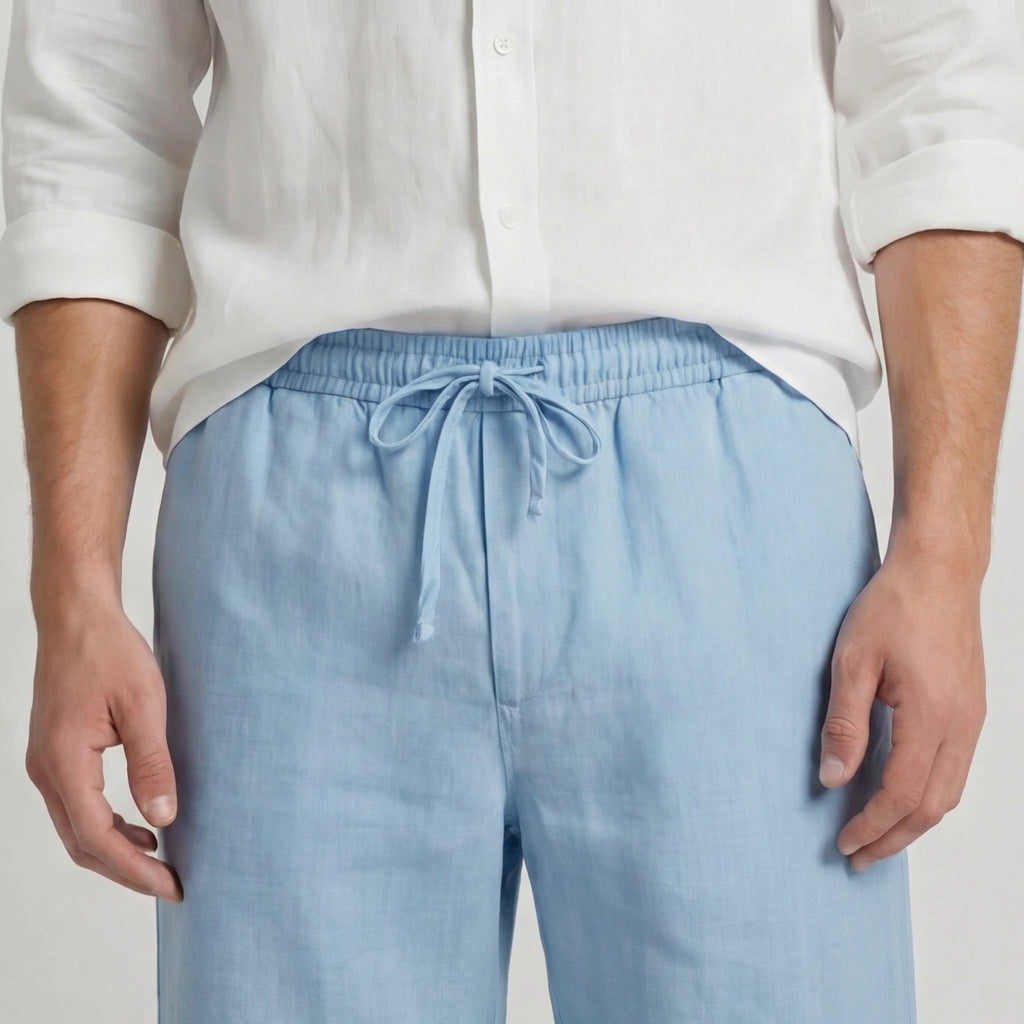 Pantalon court lin homme | bas léger vacances