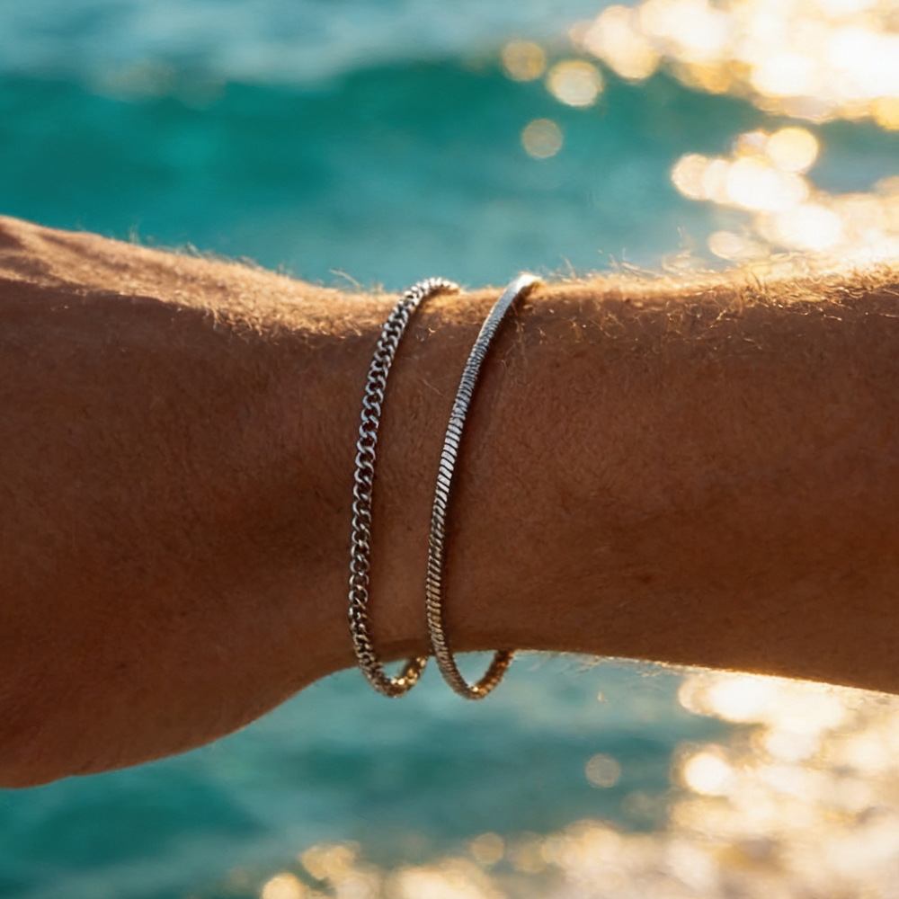 Set de Bracelets en Acier Inoxydable Homme – Chaîne Fine et Style Minimaliste