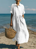 Robe Longue Chemisier Femme Midi
