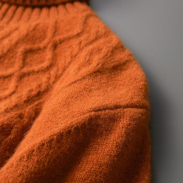 Pull en Laine Mérinos Homme – Col Roulé et Maille Torsadée Ajustée