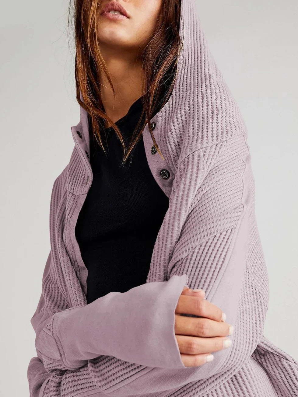 Sweat à Capuche Zippé Coton Femme – Coupe Crop Tricot Gaufré Style Actuel