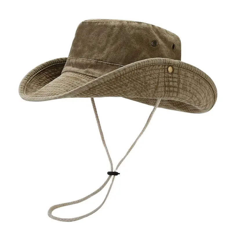 Chapeau bob pêcheur unisexe en coton avec cordon ajustable