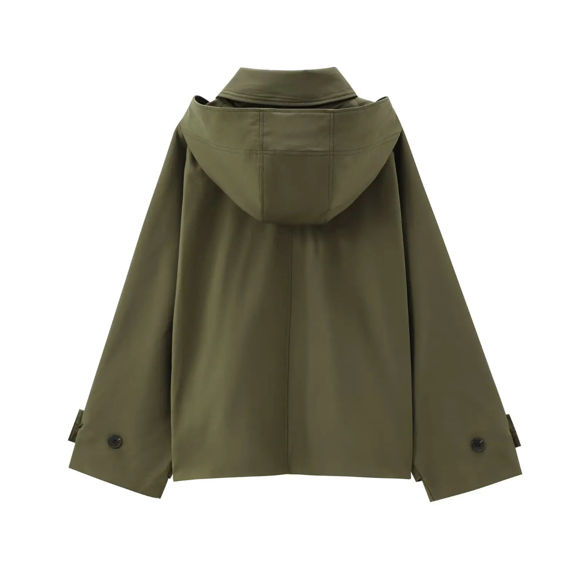 Trench en Polyester Femme – Capuche et Poches Plaquées Coupe Ample Intemporelle