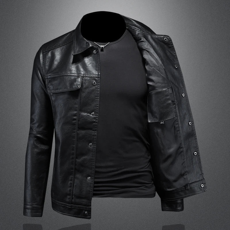 Veste Cuir Homme – Col Protecteur Fermeture Asymétrique Style Motard
