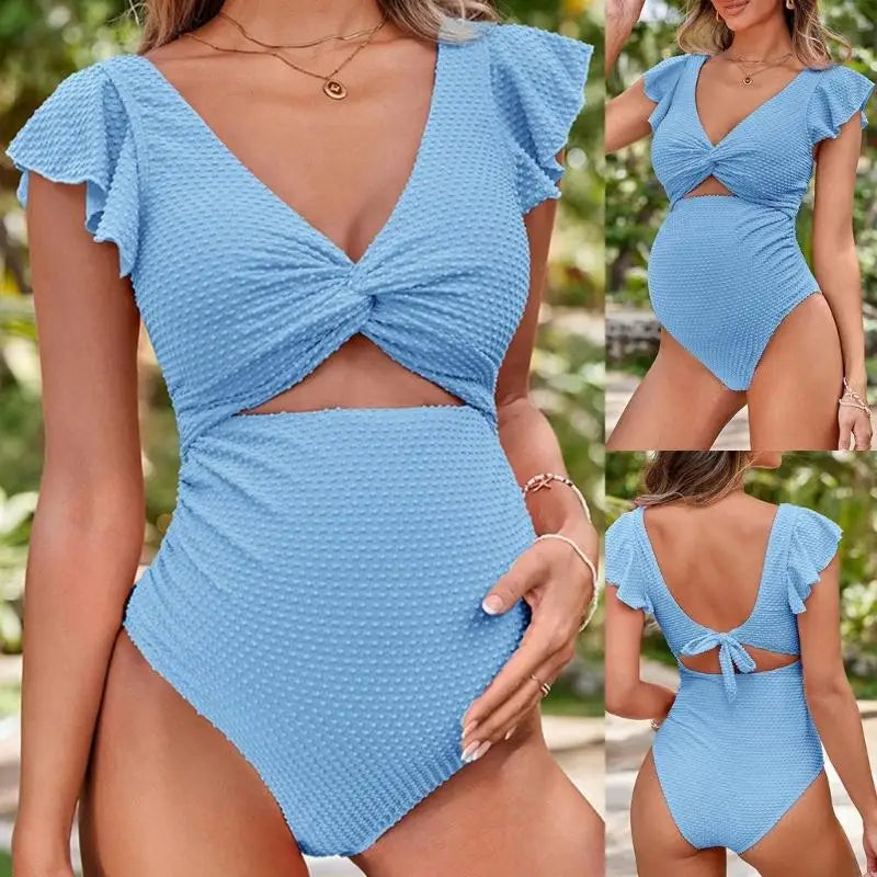 Femmes bikini maternité deux pièces ensemble de plage avec volants