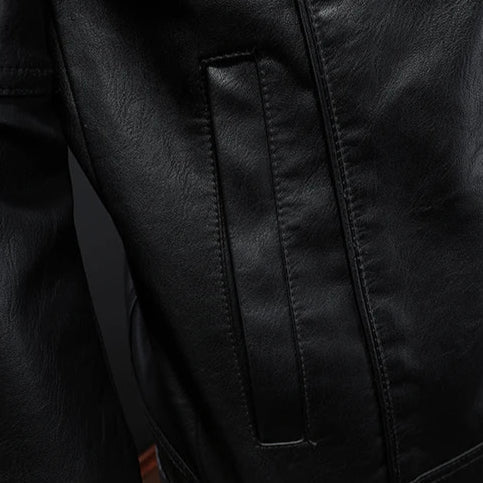 Veste Cuir Homme – Col Protecteur Fermeture Asymétrique Style Motard