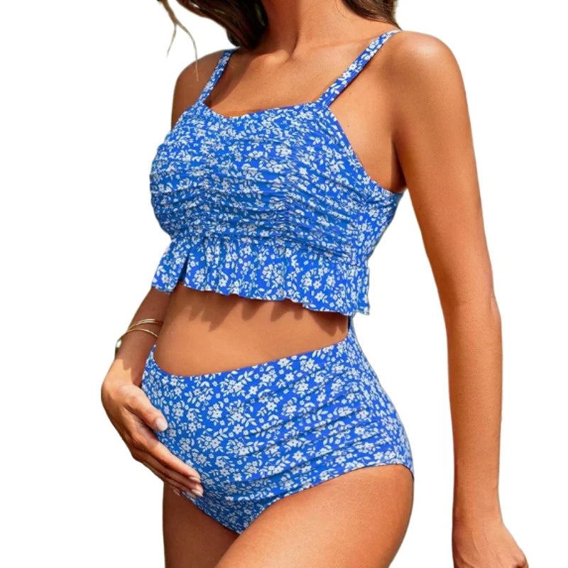 Maillot de bain maternité bikini deux pièces à volants