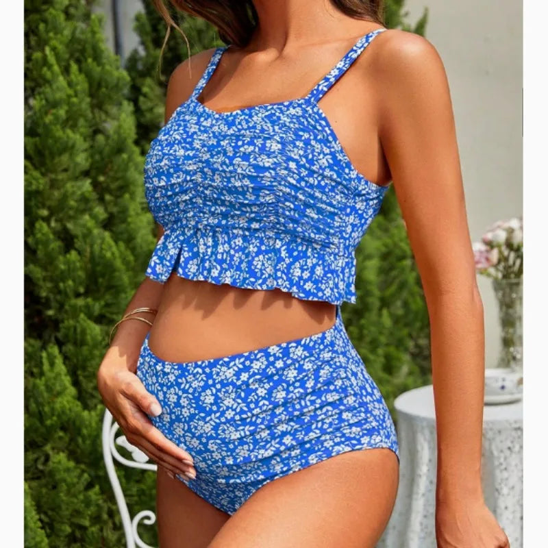 Maillot de bain maternité bikini deux pièces à volants