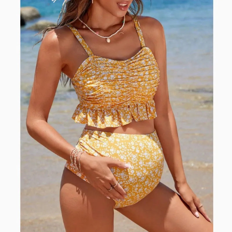 Maillot de bain maternité bikini deux pièces à volants