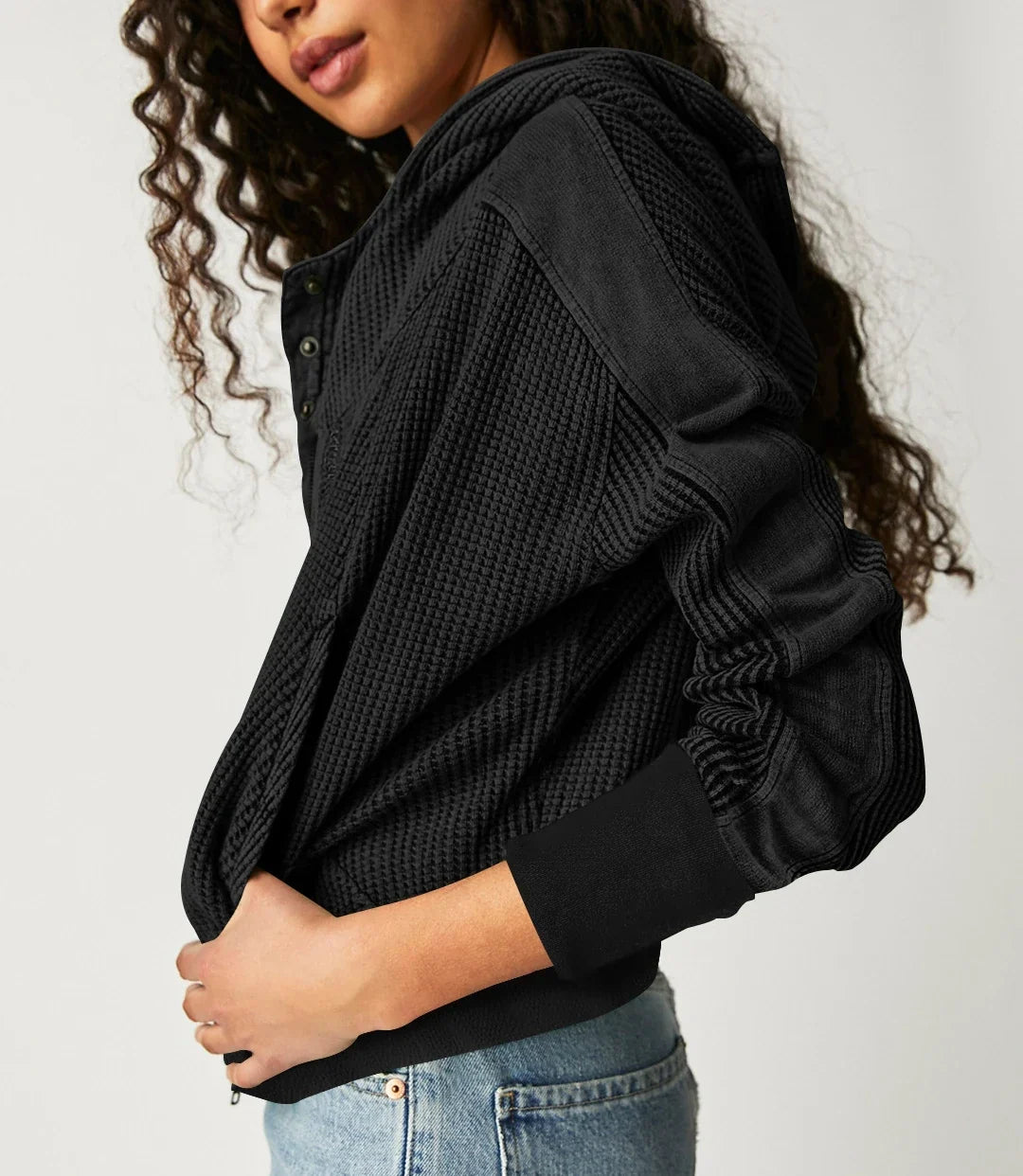 Sweat à Capuche Zippé Coton Femme – Coupe Crop Tricot Gaufré Style Actuel