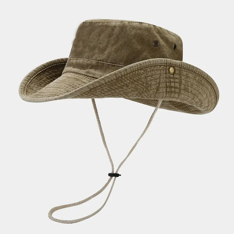 Chapeau bob pêcheur unisexe en coton avec cordon ajustable