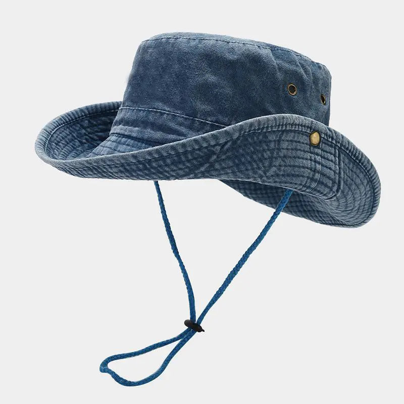 Chapeau bob pêcheur unisexe en coton avec cordon ajustable