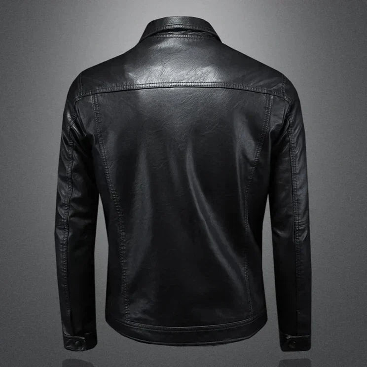 Veste Cuir Homme – Col Protecteur Fermeture Asymétrique Style Motard