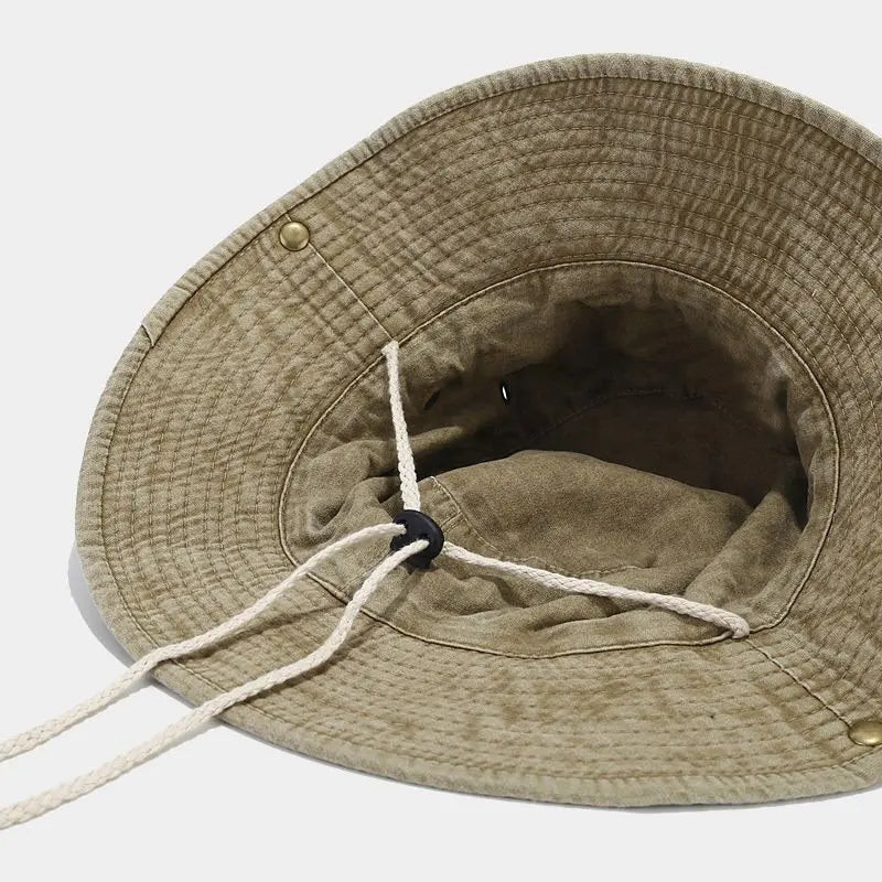 Chapeau bob pêcheur unisexe en coton avec cordon ajustable