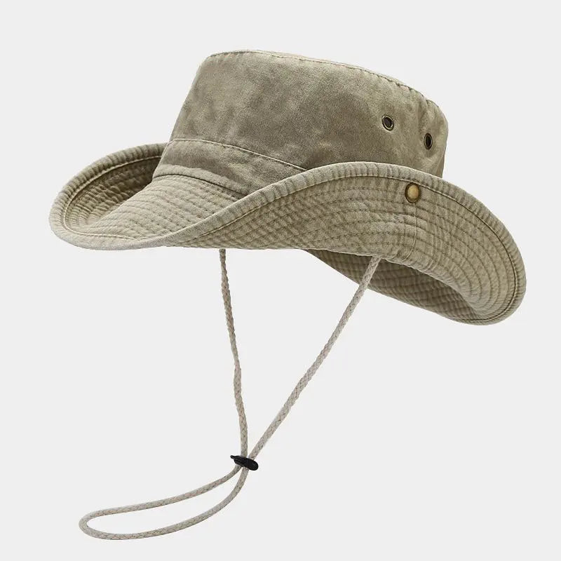 Chapeau bob pêcheur unisexe en coton avec cordon ajustable