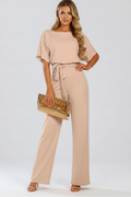 Combinaison pantalon pour femme — modèle évasé uni sans fermeture visible