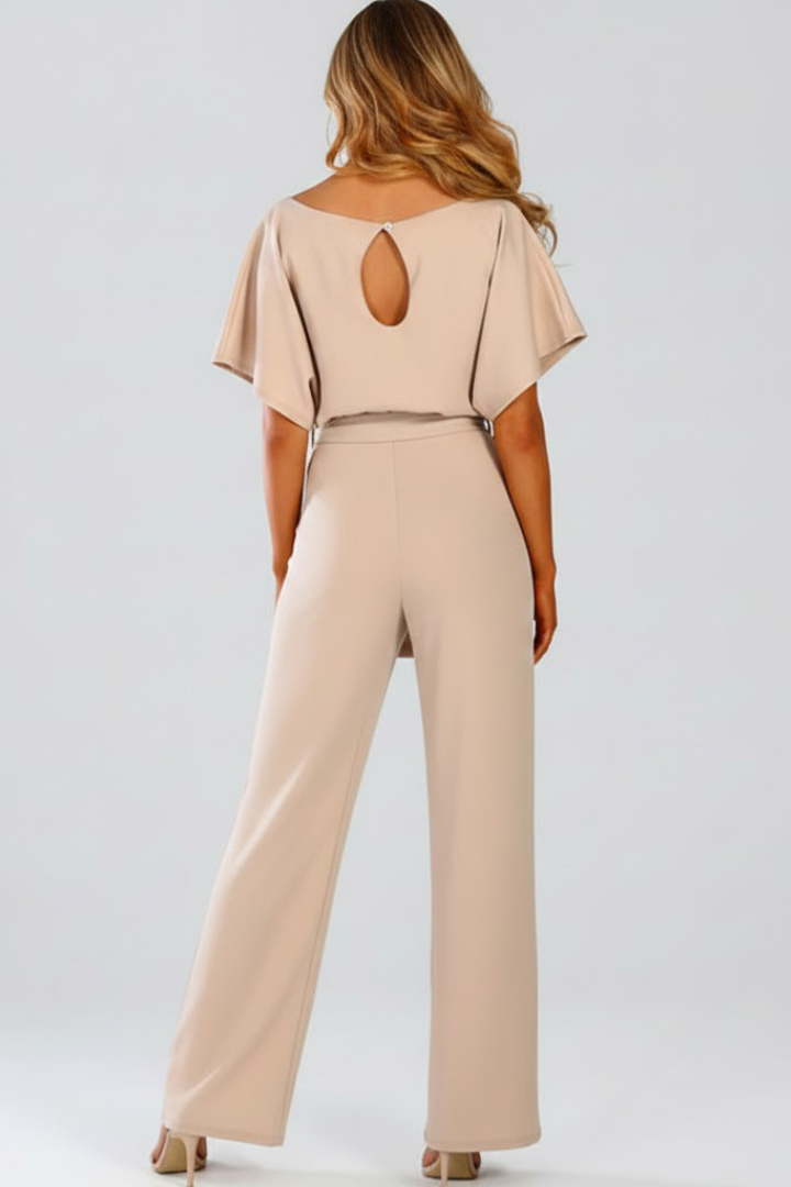 Combinaison pantalon pour femme — modèle évasé uni sans fermeture visible
