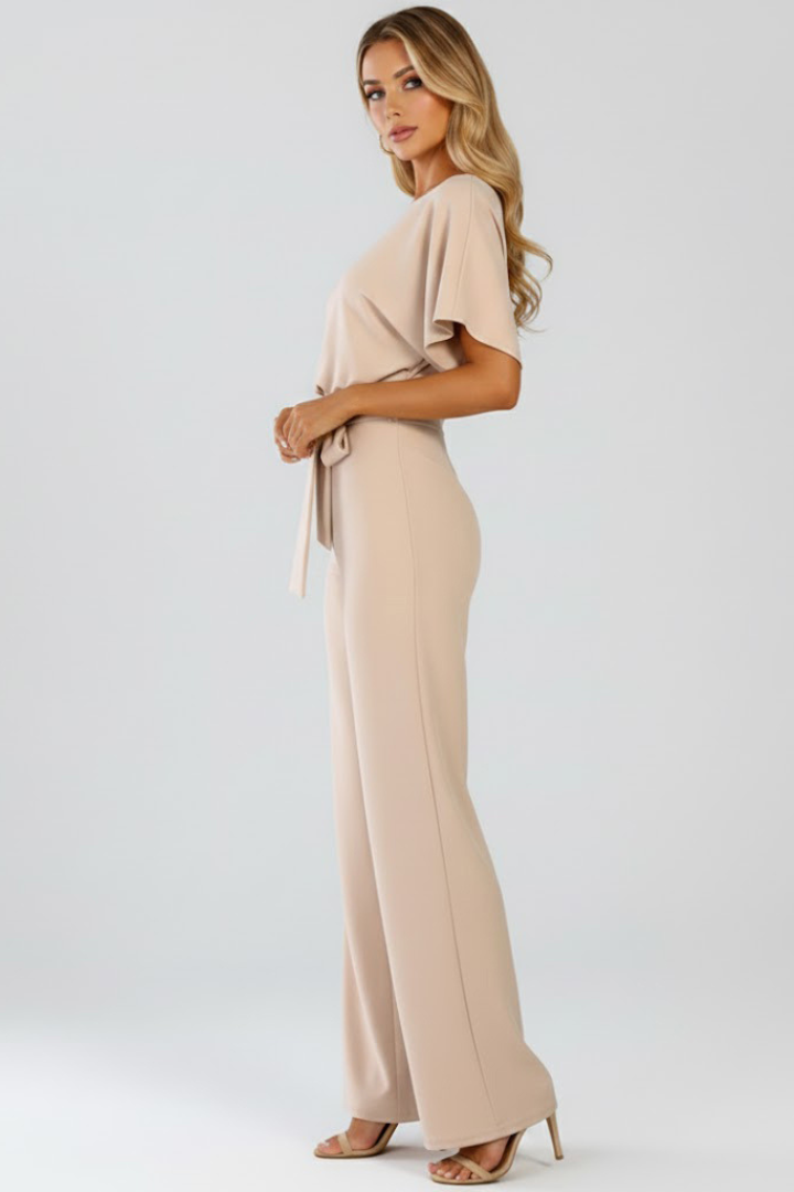 Combinaison pantalon pour femme — modèle évasé uni sans fermeture visible